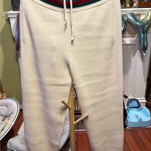 Gucci Cream Joggers with Red and Green Accents